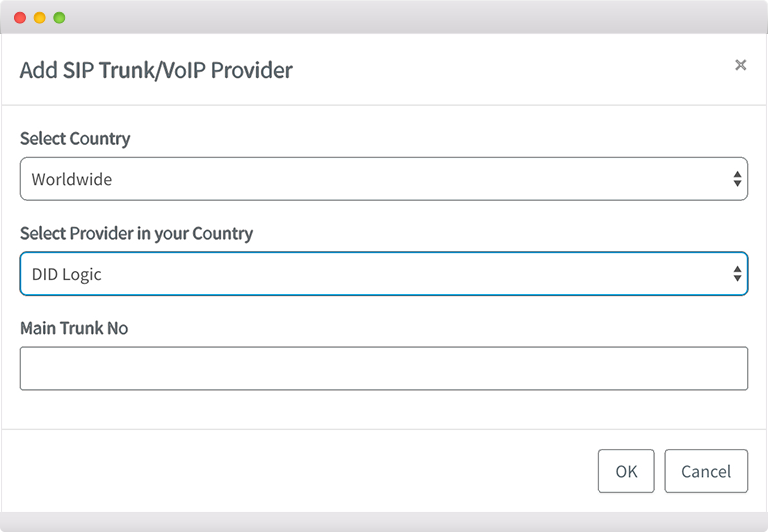 DID Logic is a built-in trunk in 3CX PBX