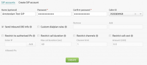 sip account creation