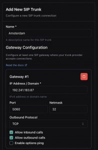 configuring sip trunk